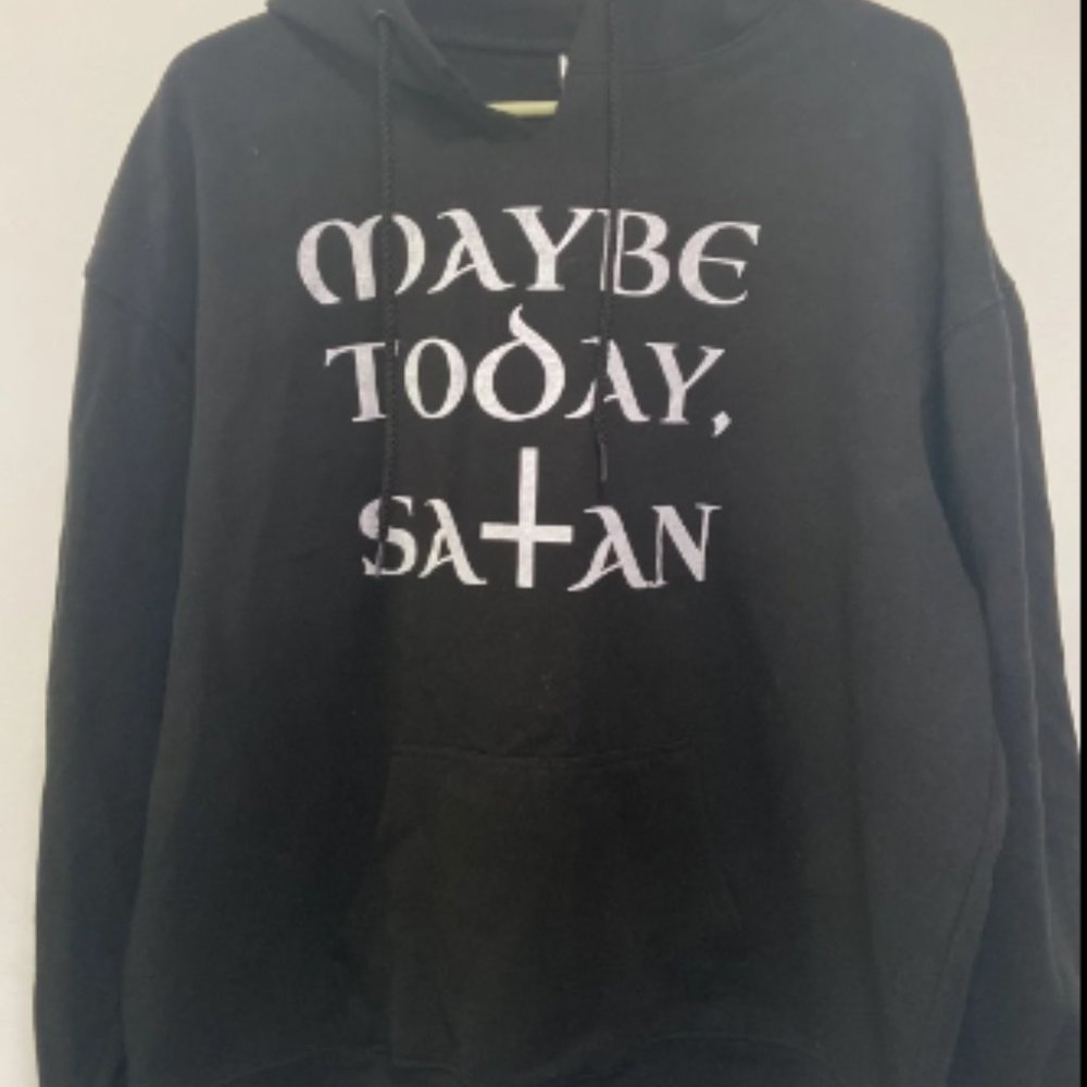 Hanes Eco Smart Men’s Unisex Hoodie Black XL Maybe today Satan